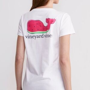 Vineyard Vines Girl’s Watermelon Whale Short-Sleeve Tee With Pocket
